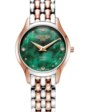 Ceas de dama  547857 49 75 50, verde clasic cu diamante
