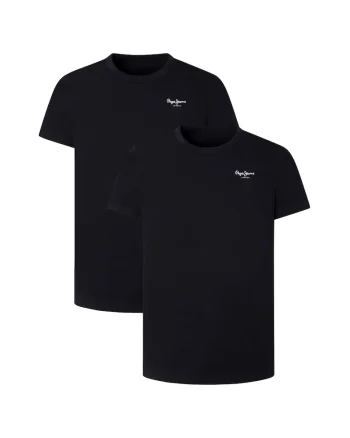 Set de tricouri cu decolteu la baza gatului - 2 piese, Negru