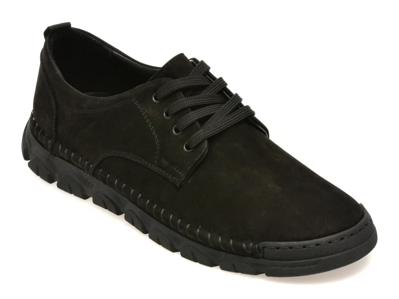 Pantofi OTTER negri, DD1106, din nabuc