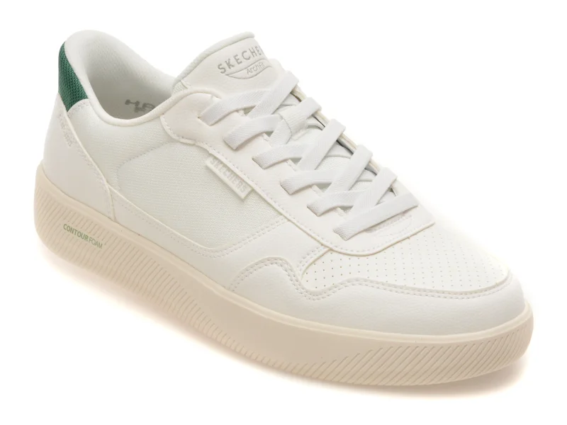 Pantofi sport SKECHERS albi, 183402, din piele ecologica