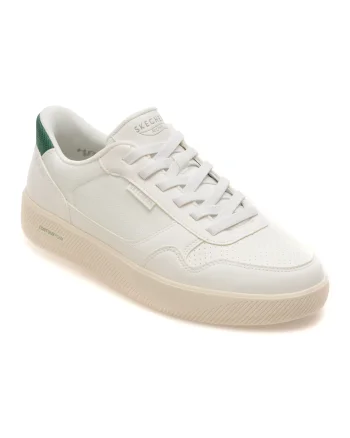 Pantofi sport SKECHERS albi, 183402, din piele ecologica