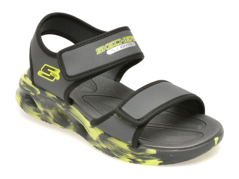 Sandale SKECHERS gri, 407032L, din piele ecologica