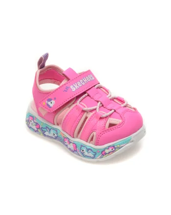 Sandale SKECHERS roz, 303162N, din piele ecologica