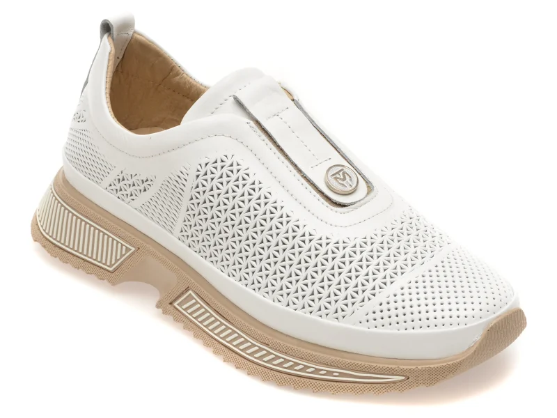 Pantofi sport IMAGE albi, 251YZ72, din piele naturala