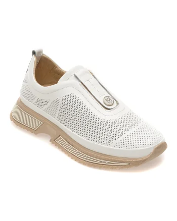 Pantofi sport IMAGE albi, 251YZ72, din piele naturala