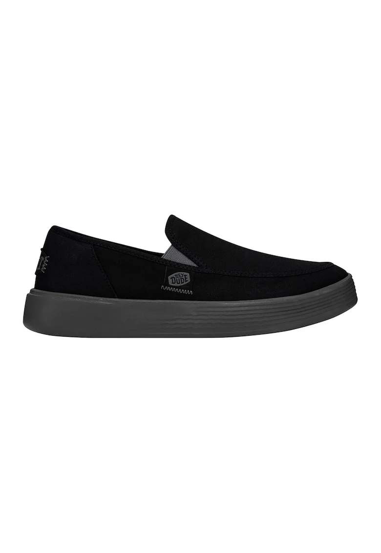 Pantofi loafer din material textil cu detaliu logo, Negru