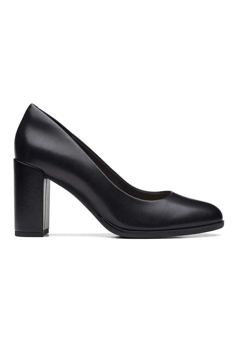 Pantofi de piele cu toc masiv Freva, Negru