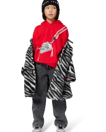 Palton din amestec de lana cu model zebra, Negru/Alb murdar