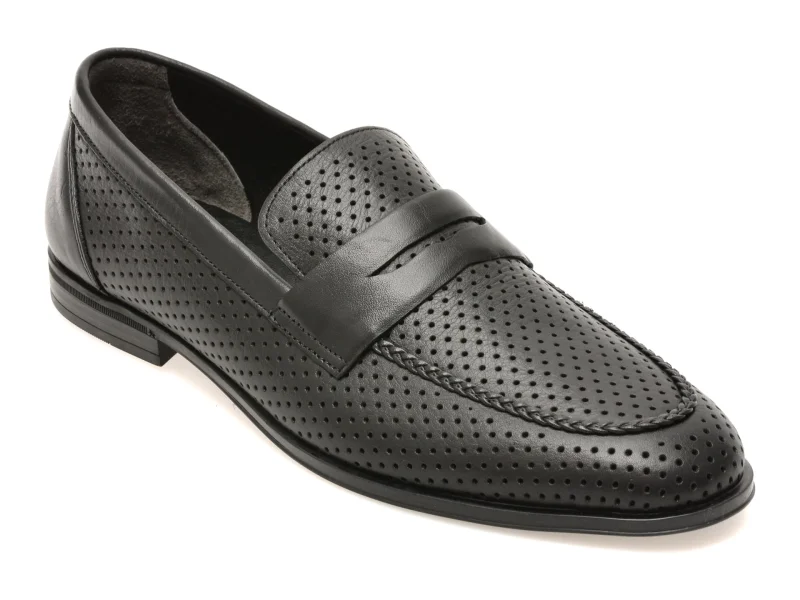 Mocasini eleganti OTTER negri, 25M125, din piele naturala