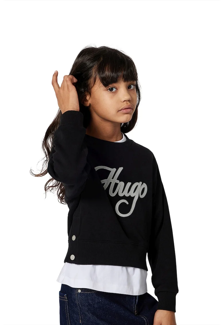 Bluza de trening cu imprimeu logo, Alb/Negru