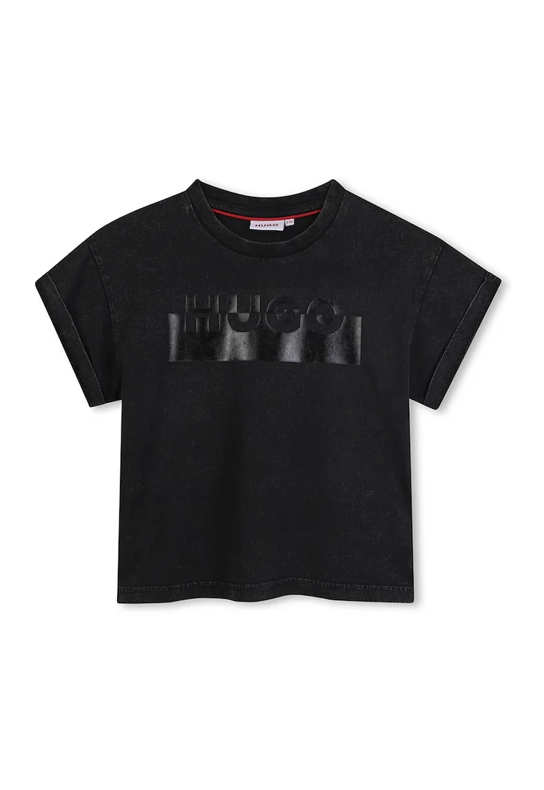 Tricou de bumbac cu imprimeu logo, Negru