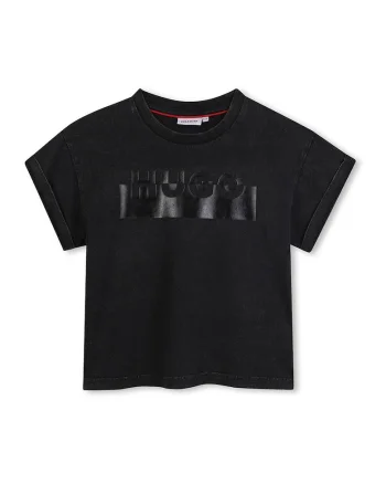 Tricou de bumbac cu imprimeu logo, Negru
