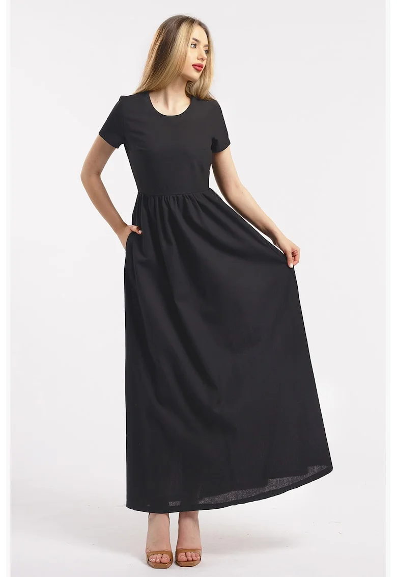 Rochie maxi din in, Negru
