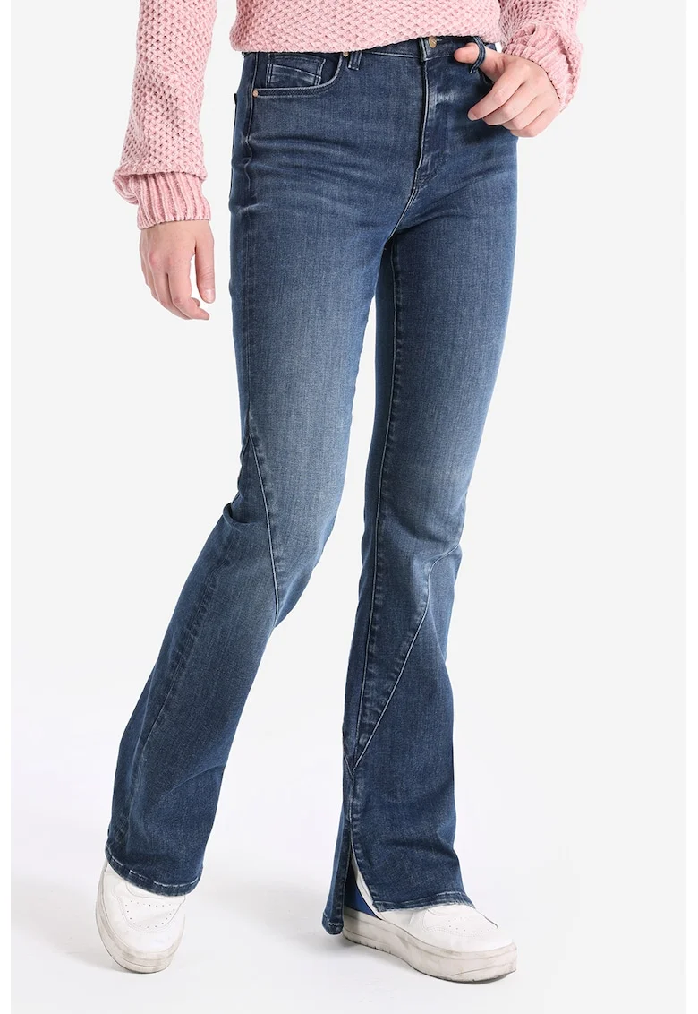 Blugi bootcut cu talie medie, Albastru inchis