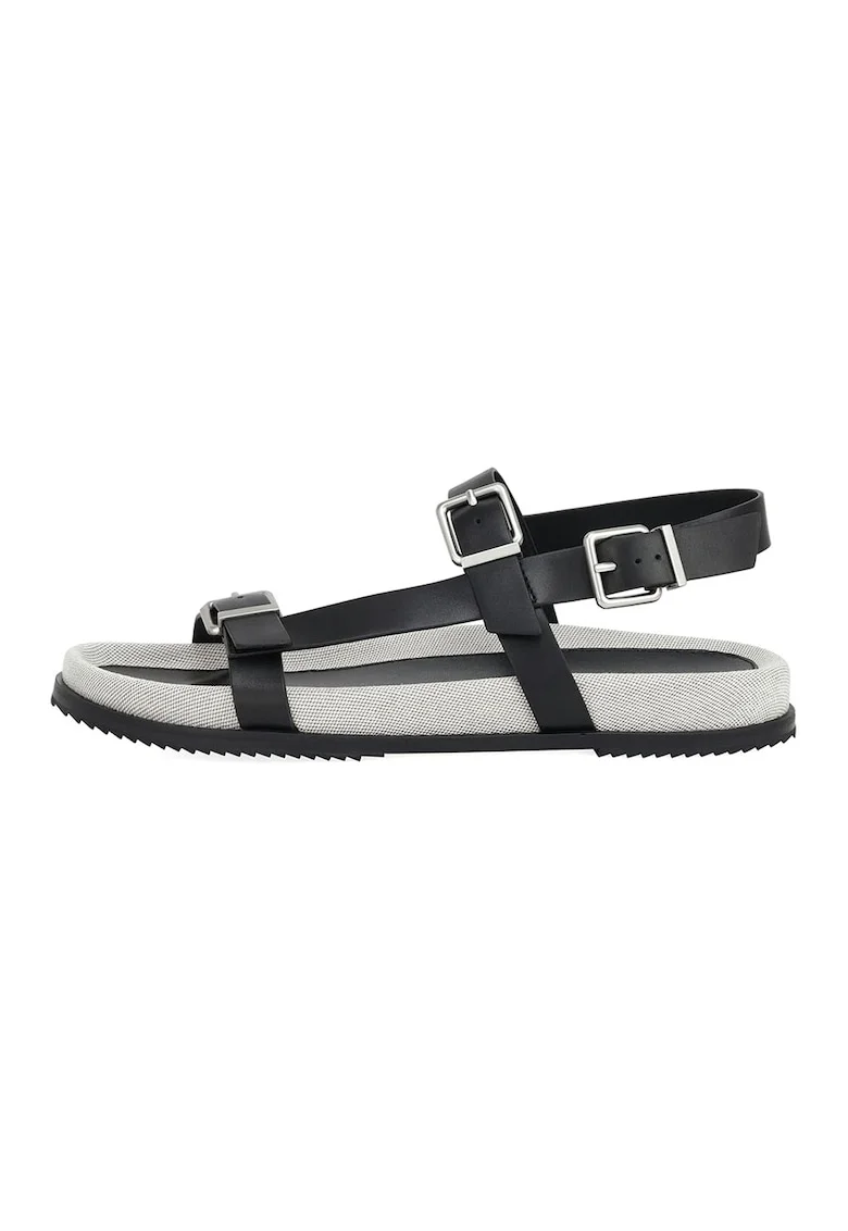 Sandale slingback de piele, Negru