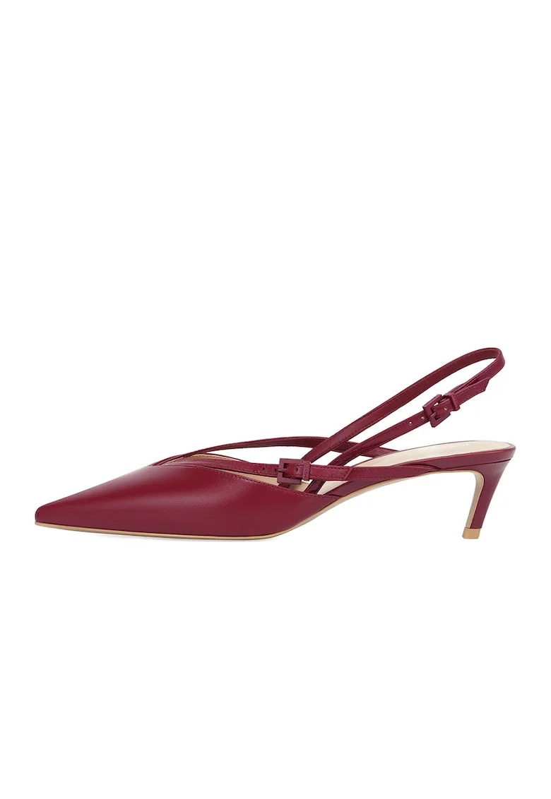 Pantofi de piele cu varf ascutit, Roz inchis