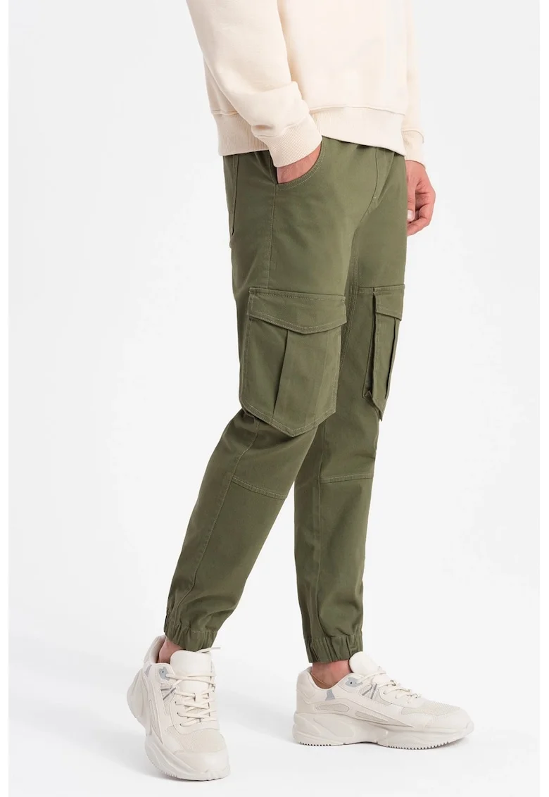 Pantaloni de trening cu doua buzunare oblice, Kaki