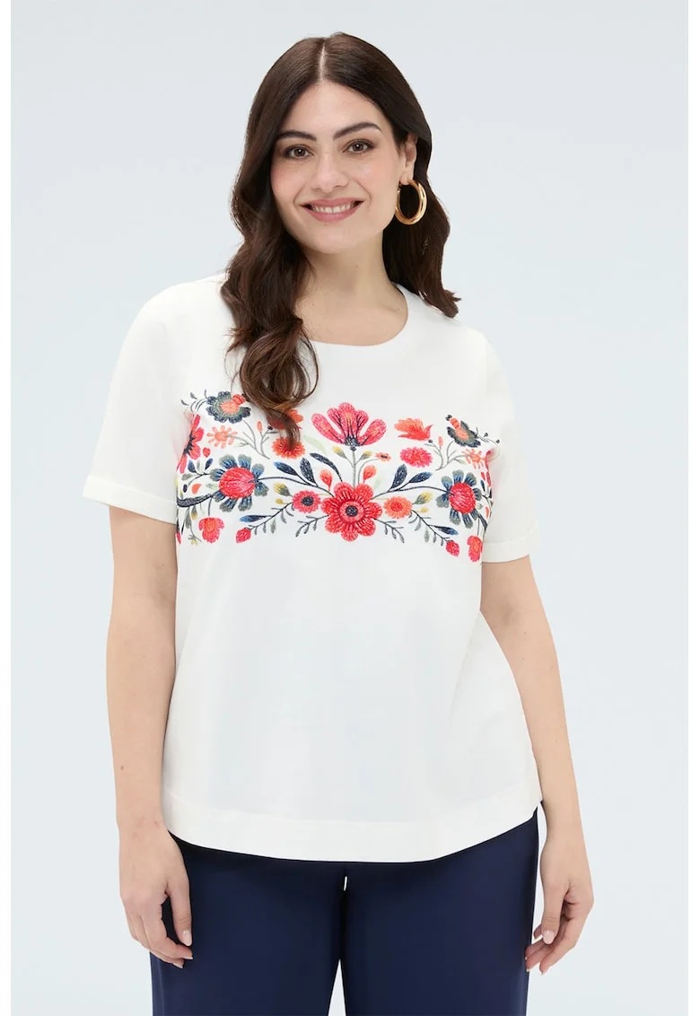Tricou cu imprimeu floral, Alb