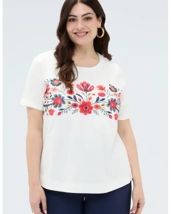 Tricou cu imprimeu floral, Alb