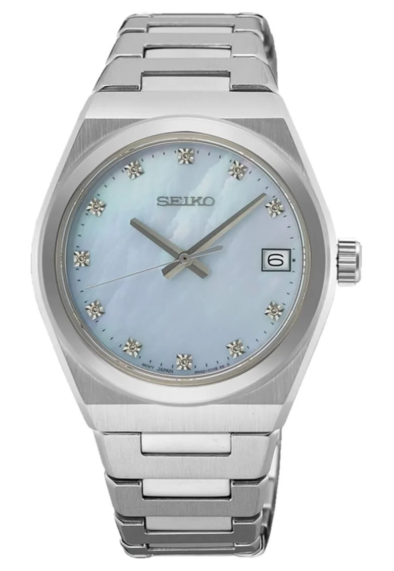 Ceas dama  quartz, argintiu, otel, decorat cu 11 diamante