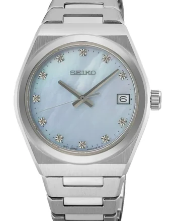 Ceas dama  quartz, argintiu, otel, decorat cu 11 diamante