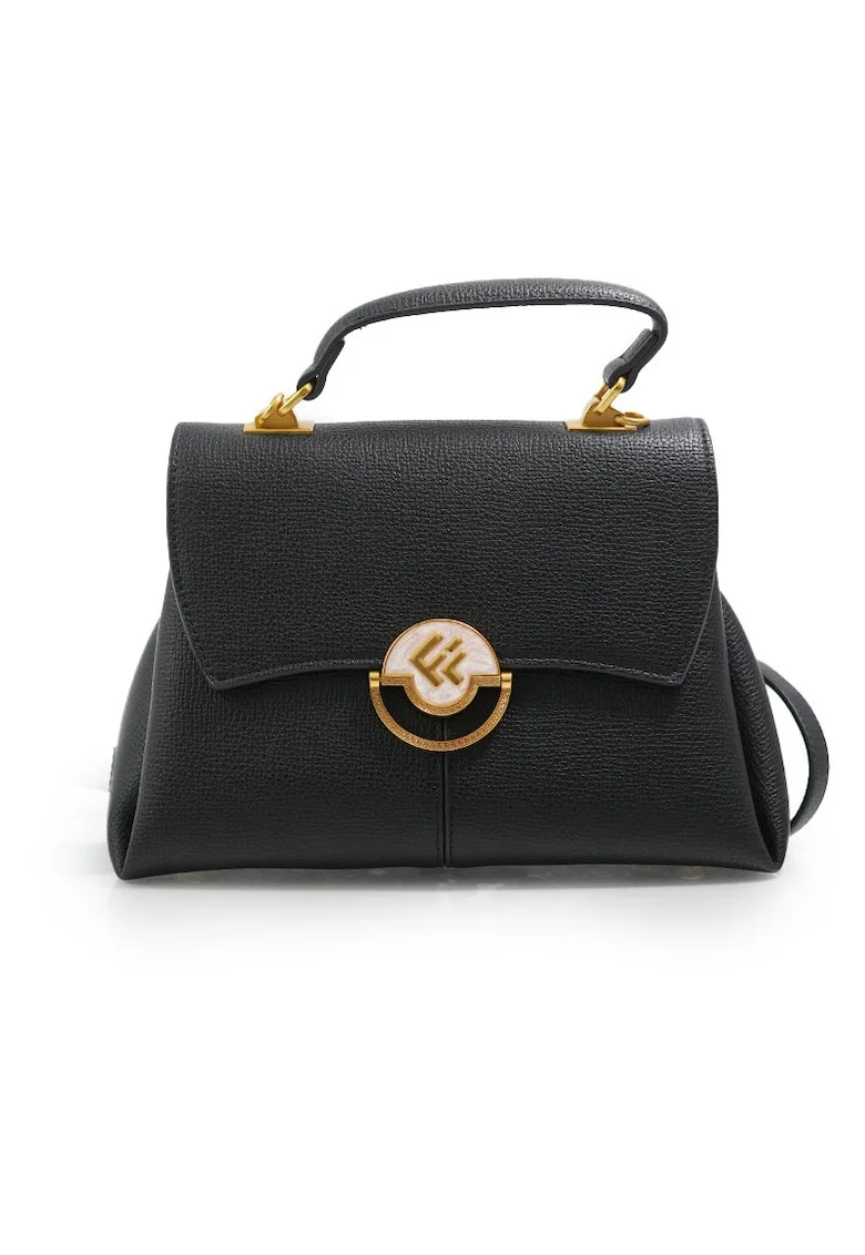 Geanta dama  8193, piele naturala, negru, 30x15x10cm