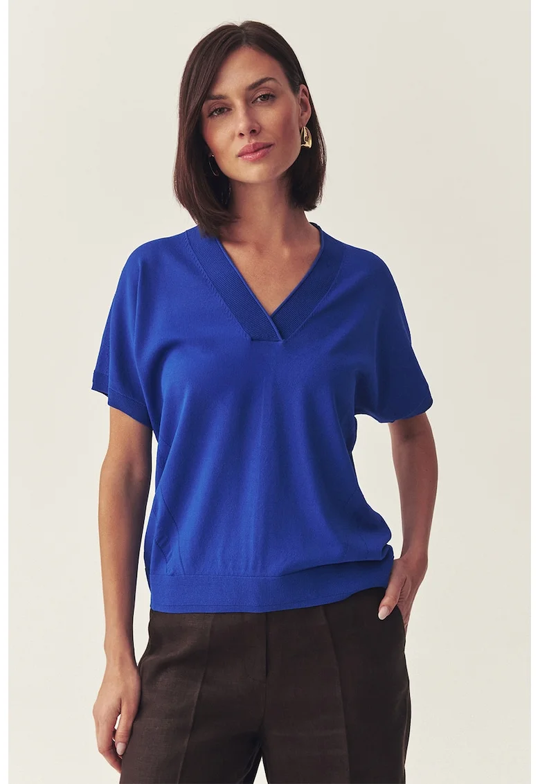 Bluza cu decolteu in V Ineza, Albastru royal