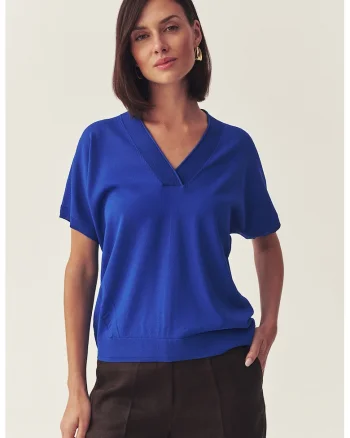Bluza cu decolteu in V Ineza, Albastru royal