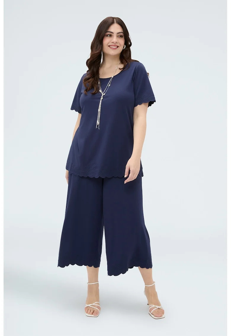 Tricou cu terminatii valurite, Albastru inchis