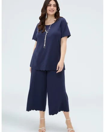 Tricou cu terminatii valurite, Albastru inchis