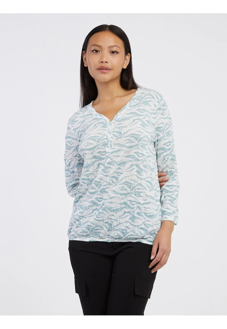 Tricou  cu model, alb si albastru, pentru femei,