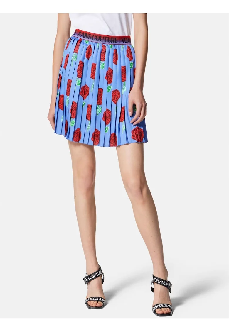 Fusta plisata cu print floral