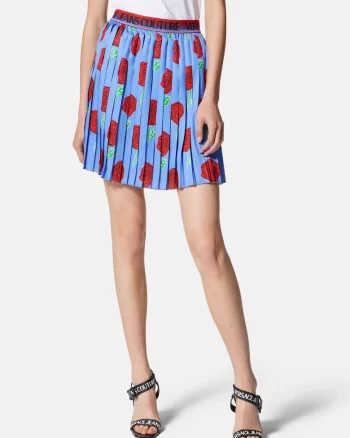 Fusta plisata cu print floral