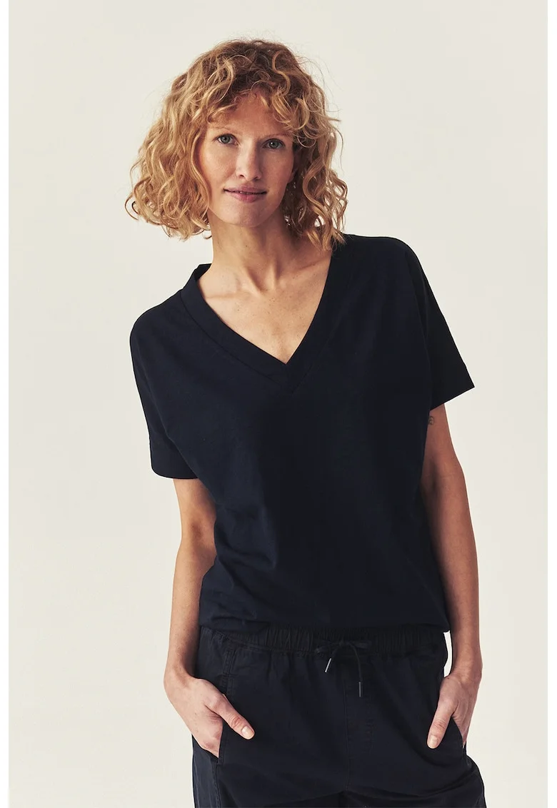 Tricou lejer cu decolteu in V, Albastru ultramarin