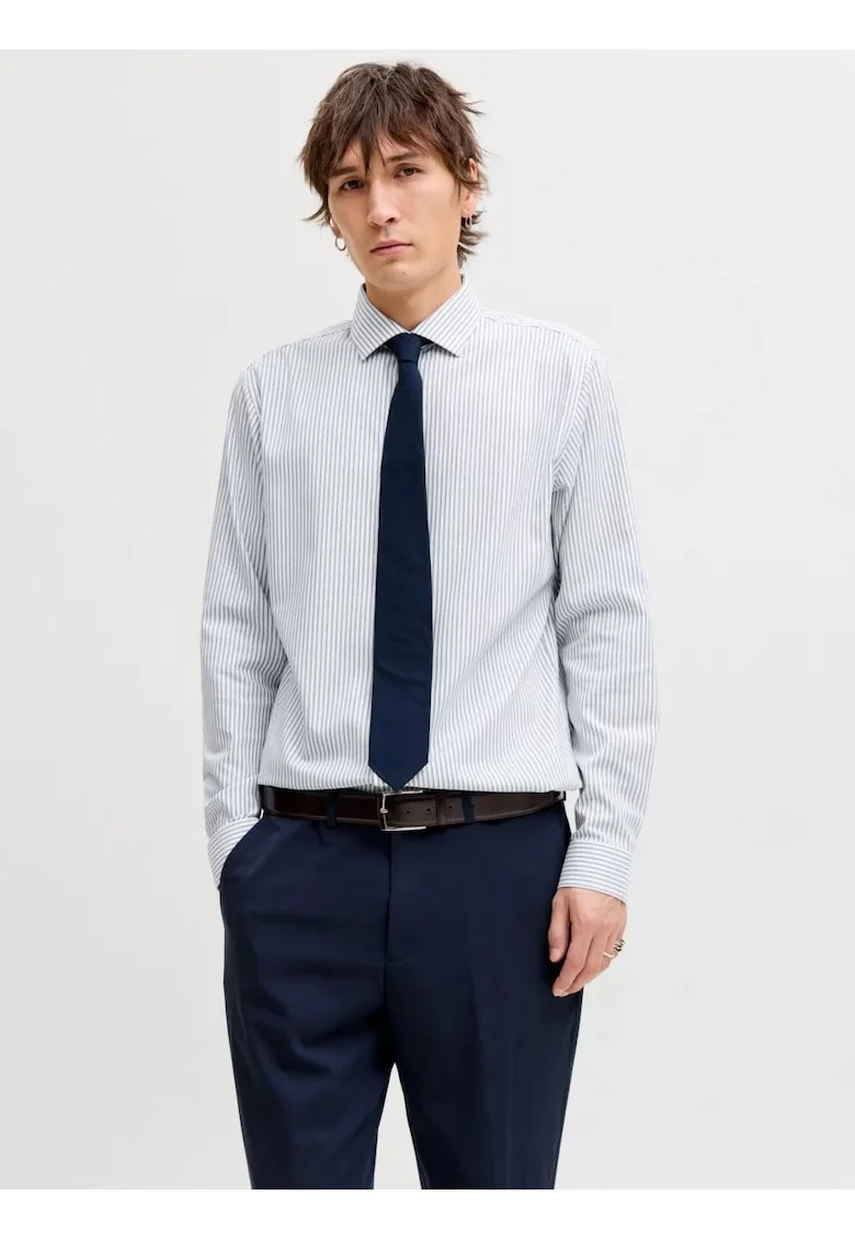 Camasa non-iron barbati din bumbac organic, Slim Fit, JPRBLAPARKER, Alb,