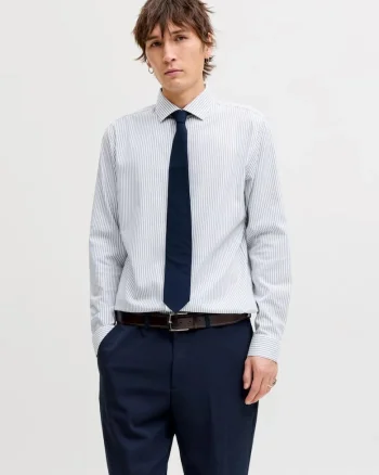 Camasa non-iron barbati din bumbac organic, Slim Fit, JPRBLAPARKER, Alb,
