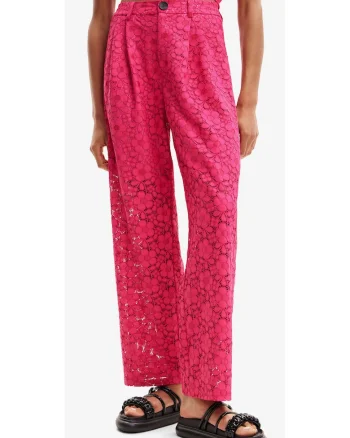 Pantaloni din dantela cu talie inalta,