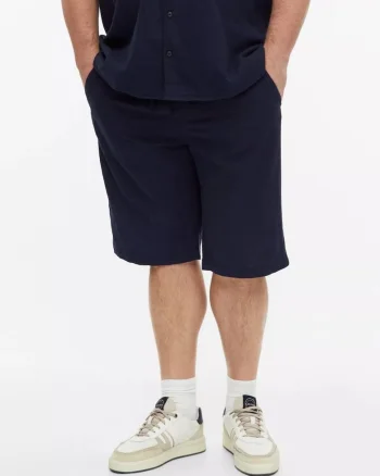 Big Sizes Pantaloni scurti barbati big sizes, Detroit, cu talie medie si croiala Regular Fit, Bleumarin inchis,