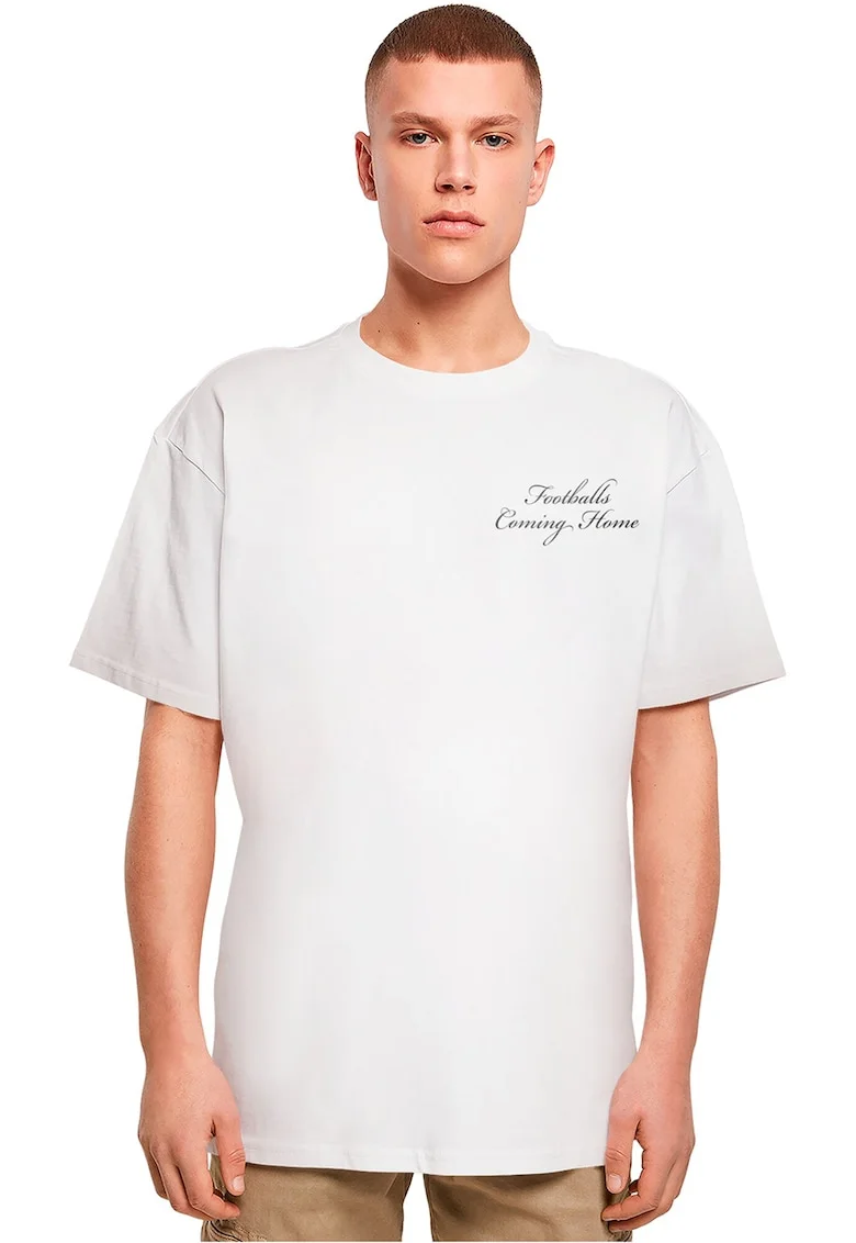 Tricou unisex cu imprimeu pe partea din spate, Alb/Negru/Violet