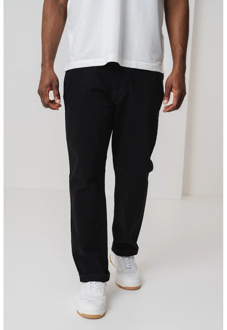 Blugi relaxed fit cu talie medie, Negru