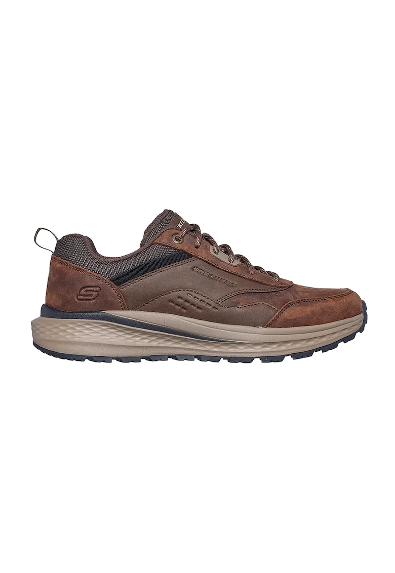 Pantofi sport low-cut cu garnituri de piele, Maro inchis