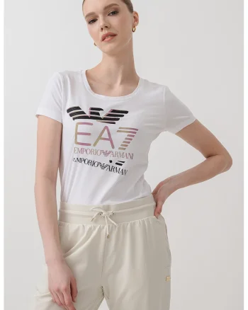 Tricou slim fit cu imprimeu logo, Alb