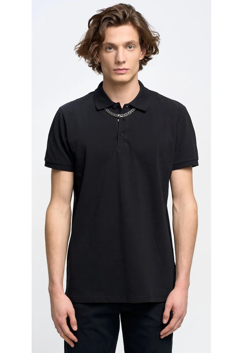 Tricou uni din bumbac cu guler polo Markol
