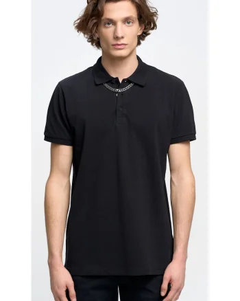 Tricou uni din bumbac cu guler polo Markol