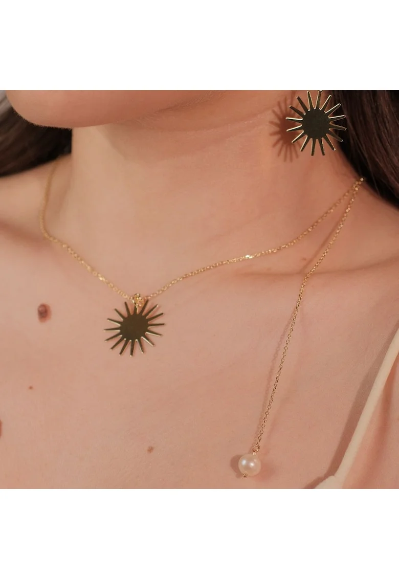 Colier din argint, soare si perla, Mon Soleil, Auriu