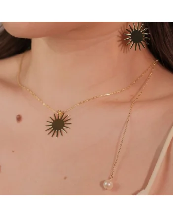 Colier din argint, soare si perla, Mon Soleil, Auriu