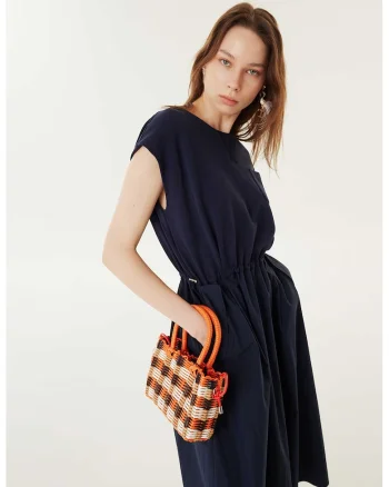 Rochie midi cu talie elastica, Albastru ultramarin