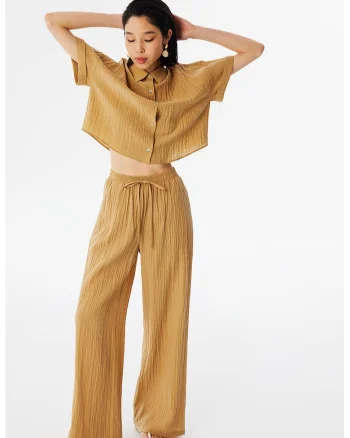 Pantaloni din amestec de lyocell, Caramel