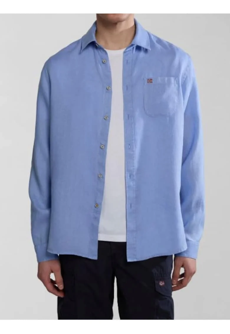 Camasa barbati  G-LINEN, potrivire obisnuita, bumbac 100%, albastru