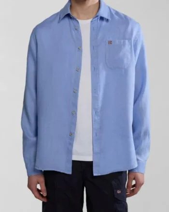 Camasa barbati  G-LINEN, potrivire obisnuita, bumbac 100%, albastru